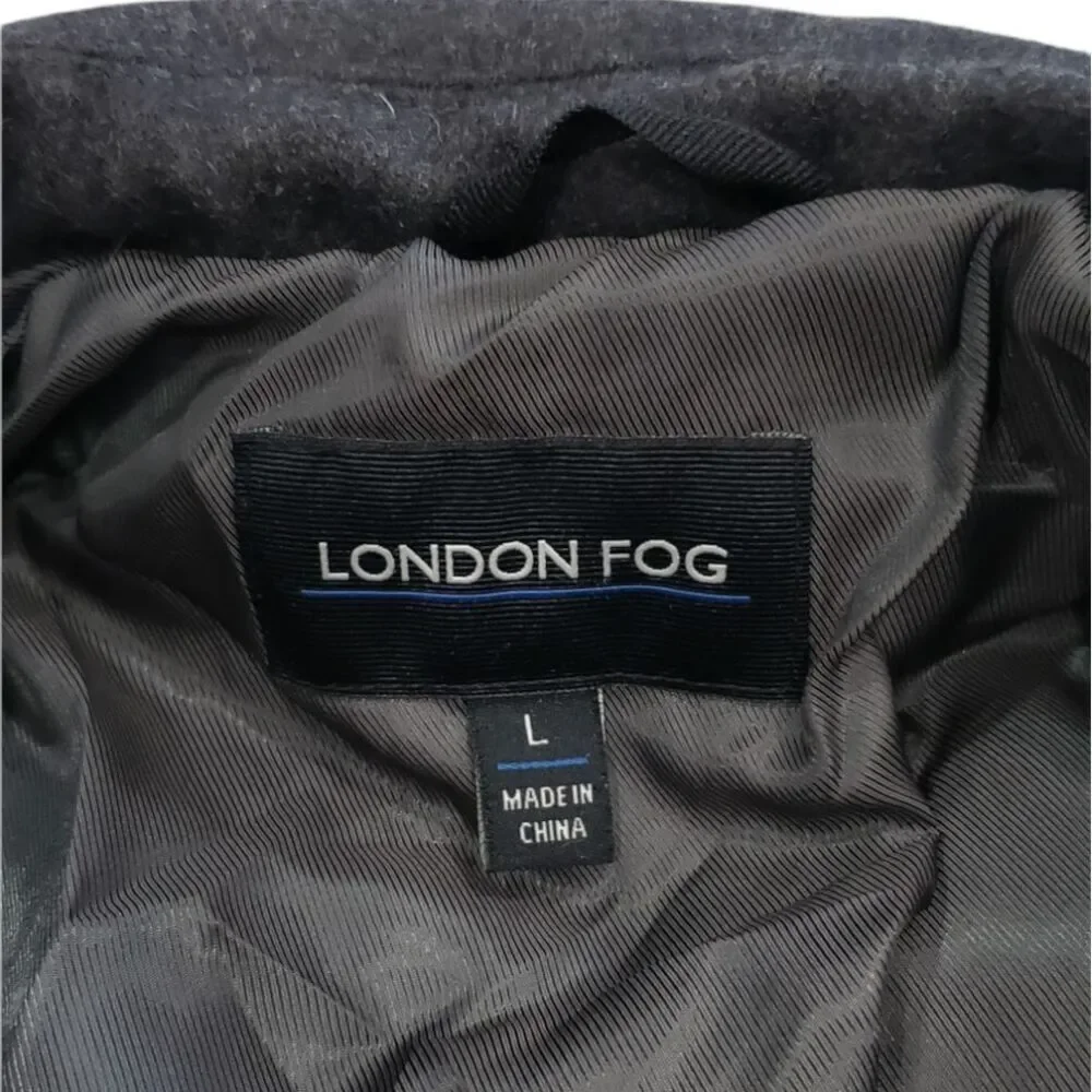 London Fog Men's Gray Wool Pea Coat L